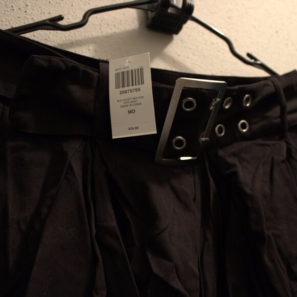Social Collision Black Godet Skirt W/ Belt - Picture 6 of 8